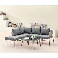 Furniturebox Maldives Grey Outdoor 4-5 Seater Garden Sofa & Coffee Table Set