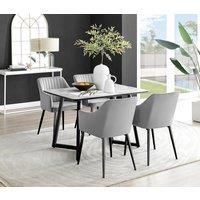 Furniture Box Carson White Marble Effect Dining Table and 4 Grey Calla Black Leg Chairs