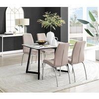 Carson Dining Table in White, Marble Effect & 4 Isco Chairs, Ergonomic Design