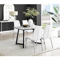 Carson Dining Table in White, Marble Effect & 4 Isco Chairs, Ergonomic Design