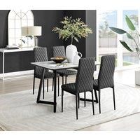Furniture Box Carson White Table, 4 Black Milan Chairs
