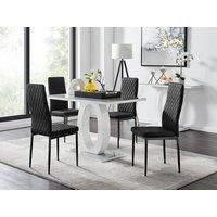 Furniture Box Giovani 4 Grey Dining Table and 4 Black Velvet Milan Black Leg Chairs