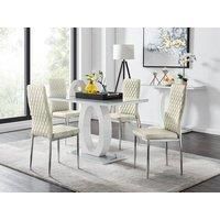 Giovani 4 Grey Dining Table & 4 Velvet Milan Chairs