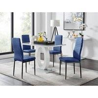 Giovani 4 Grey Dining Table & 4 Velvet Milan Black Leg Chairs