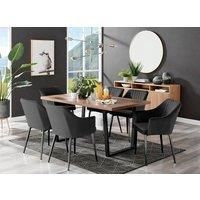 Kylo Large Brown Wood Effect Dining Table & 6 Calla Black Leg Velvet Chairs