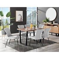 Kylo Large Brown Wood Effect Dining Table & 6 Nora Black Leg Velvet Chairs