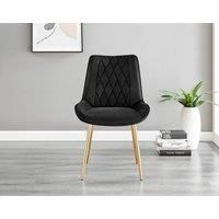 Novara 100cm Round Tempered Glass Dining Table with Gold Legs & 4 Pesaro Velvet Chairs