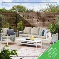 Laguna Metal and Fabric 5 Seat Garden Sofa Set UV Weather Resistant Upholstered