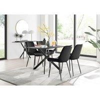 Leonardo Grey Glass Marble Effect Black Leg Table & 4 Pesaro Black Leg Chairs