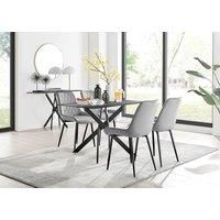 Leonardo Grey Glass Marble Effect Black Leg Table & 4 Pesaro Black Leg Chairs