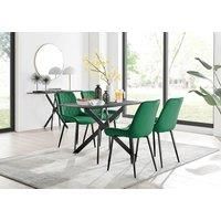 Leonardo Grey Glass Marble Effect Black Leg Table & 4 Pesaro Black Leg Chairs