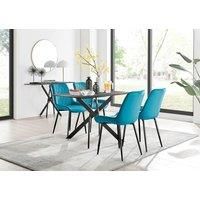 Leonardo Grey Glass Marble Effect Black Leg Table & 4 Pesaro Black Leg Chairs