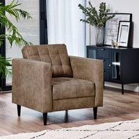 Jolene Brown Faux Leather Chesterfield Sofa/Armchair Living Room