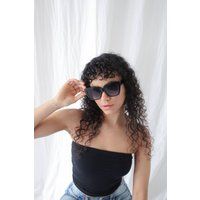 Plastic Frame Oversized Cat Eye Sunglasses