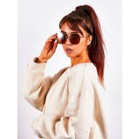 Oversized Rounded Aviator Style Sunglasses