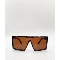 Tortoiseshell Oversized Flat Top Square Frame Sunglasses