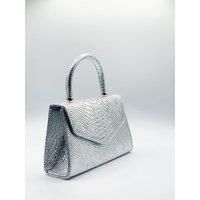 Faux Snakeskin Mini Bag in Silver