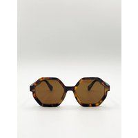 Tortoiseshell oversized Hexagon frame sunglasses