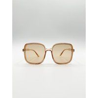 SVNX Women's Oversized Lightweight Square Frame Sunglasses in Light Brown