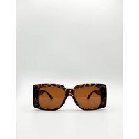SVNX Women's Oversized Square Frame in Tortoiseshell Sunglasses in Brown