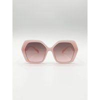 SVNX Women's Oversized Rounded Angular Sunglasses in Pink