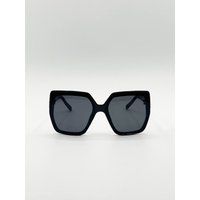 SVNX Women's Oversized Cateye Sunglasses with Diamante Detail in Black
