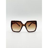 SVNX Women's Oversized Cateye Sunglasses with Diamante Detail in Brown