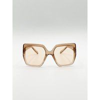 SVNX Women's Oversized Cateye Sunglasses with Diamante Detail in Light Sand