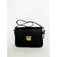 Black Shoulder Bag with Gold Clasp Fastening