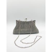 Silver Crystal Clutch Bag
