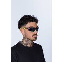 SVNX Unisex Sport Racer Sunglasses in Multi Yellow with Hard Case