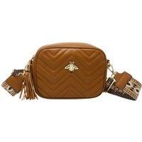 Tan Brown Bee Embellished Camera Bag