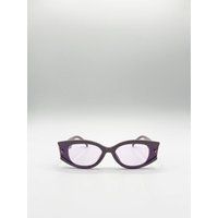 SVNX Women's Oval Rectangular Vintage Sunglasses in Purple