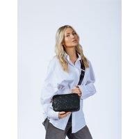 Heart Quilted Crossbody Camera Bag in Black