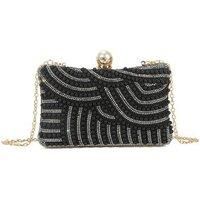 Pearl Embellished Clutch Bag in Black