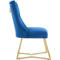 Life Interiors Ambra Modern Velvet Dining Chair – Black Tufted Accent Chair with Gold Legs & Ring Handle - Ideal for Dining Room Living Room Restaurants