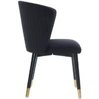 Life Interiors Sofina Modern Tufted Velvet Dining Chair – Upholstered Accent Chair with Curved Back, Gold-Tipped Rubberwood Legs & Durable Wooden Frame - Dining Room Living Room Restaurants