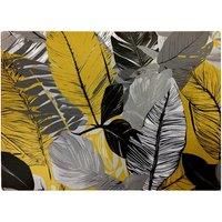 Grey Yellow Floral Leaves Chopping Board