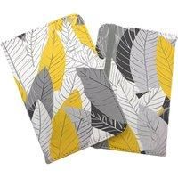 Yellow Grey Feather Leaves Passport Cover