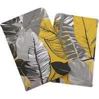 Grey Yellow Floral Leaves Passport Cover