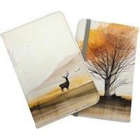 Autumn Landscape Stag Watercolour Passport Cover
