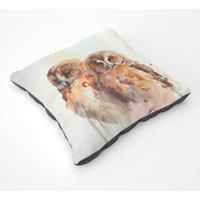 Loving Tawny Owls Watercolour Floor Cushion