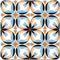 White Brown and Blue Geometric Pattern Coasters - Set of 4