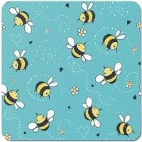 Warren Reed - Designer Hand Drawn Busy Bees Coasters - Set of 4 in Blue
