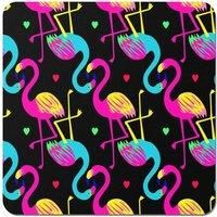 Vivid Flamingo Pattern Coasters - Set of 4