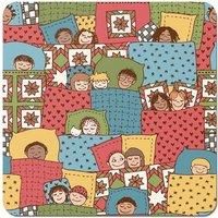 Warren Reed - Designer Hand Drawn Sleeping Doodle Faces Coasters - Set of 4 in Red