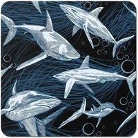 Hand Drawn Shark Pattern Coasters - Set of 4