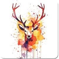 Watercolour Stag Face Coasters - Set of 4