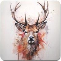 Watercolour Splashart Stag Face Coasters - Set of 4