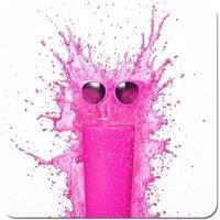 Pink Splashart Glass With Glasses Coasters - Set of 4